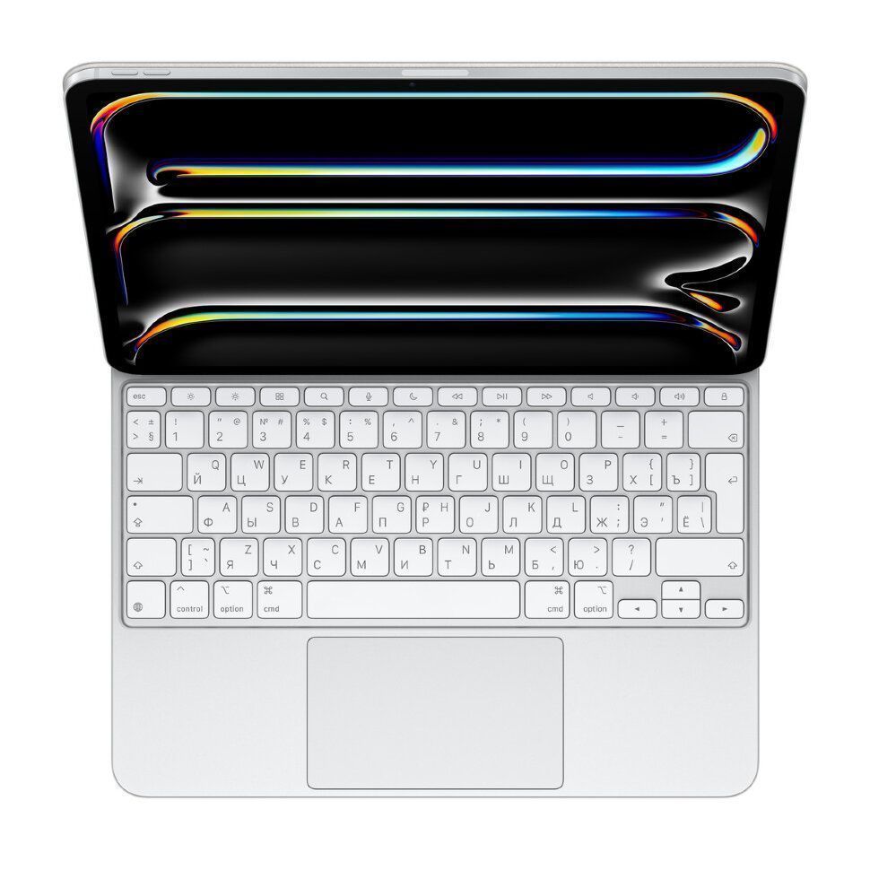 Клавиатура Apple Magic Keyboard with Trackpad для iPad Pro 13 (2024) русская (нейлон с подставкой) (белый) (MWR43)