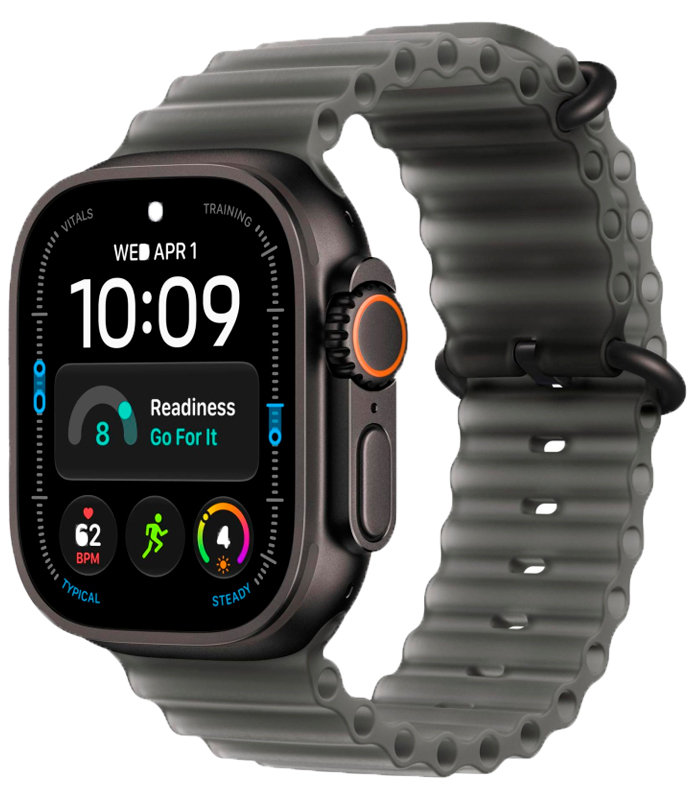 Смарт-часы Apple Watch Ultra 4 49mm Black Titanium Case with Translucent Black Ocean Band (One Size)