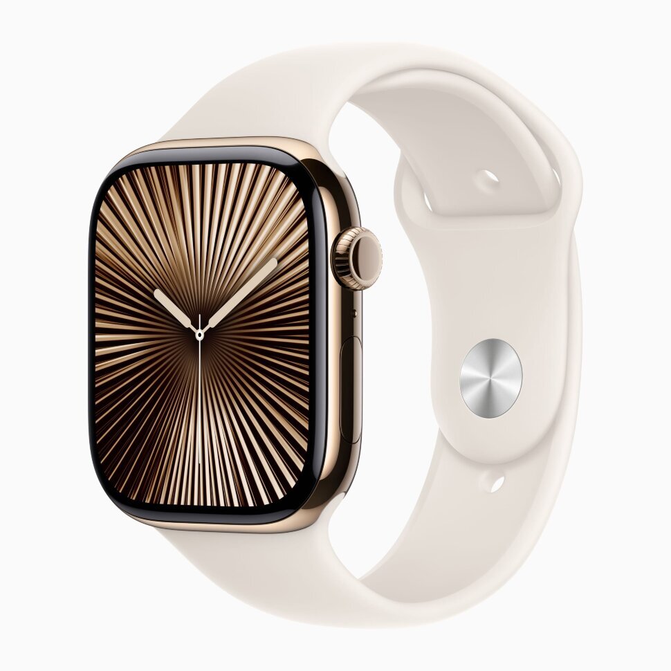 Смарт-часы Apple Watch Series 10 46mm Gold Titanium Case with Starlight Sport Band (S/M)